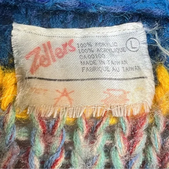 Vintage 80s Coogi style colourful striped knit short sleeve cardigan sweater L - Picture 13 of 14